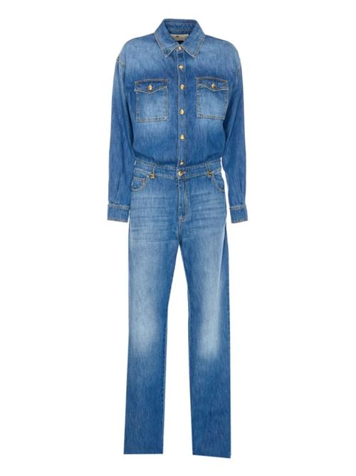 DENIM JUMPSUIT WITH LOGO DETAILS ELISABETTA FRANCHI | TJ38D51E2192 light blue